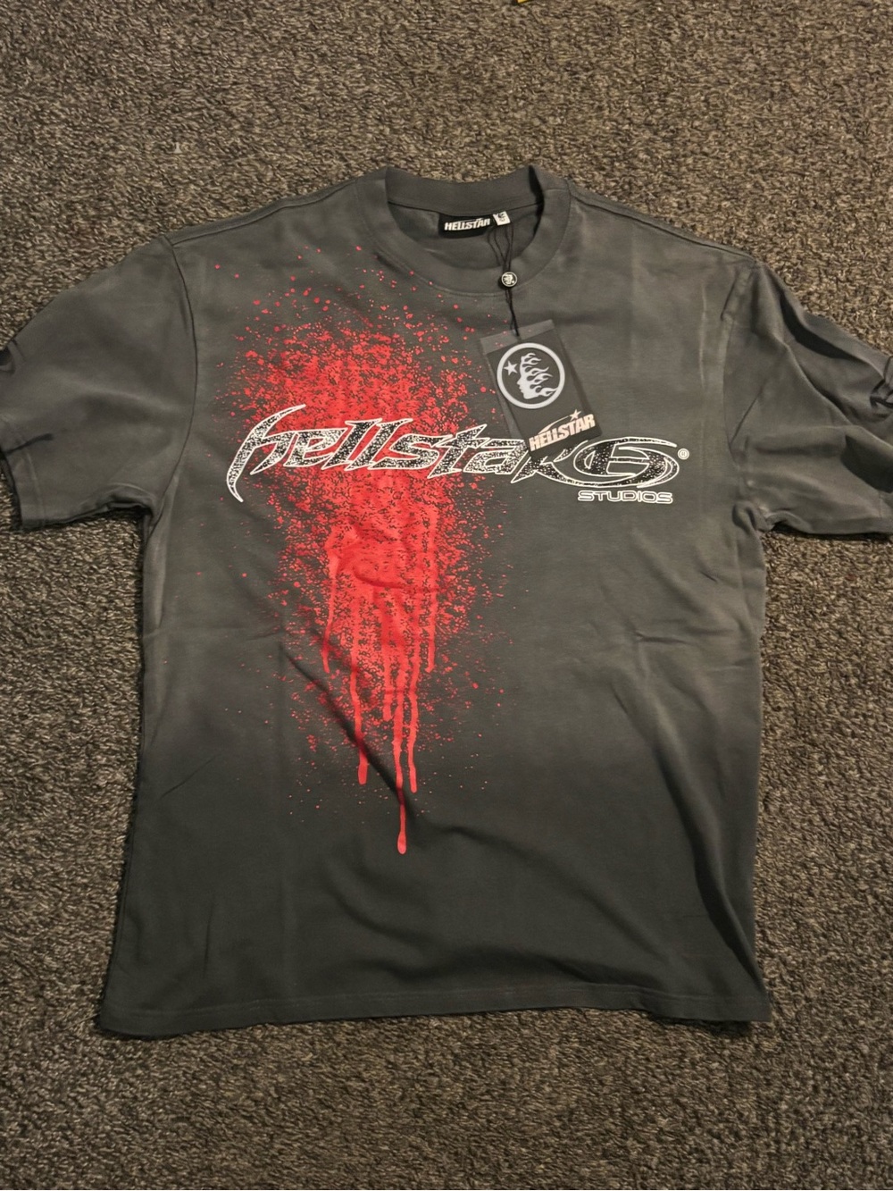 Black Graphic Tee with Red Splash